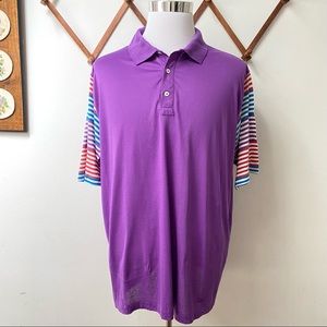 Vintage 90s Pima Cotton Striped Sleeve Polo Made In USA